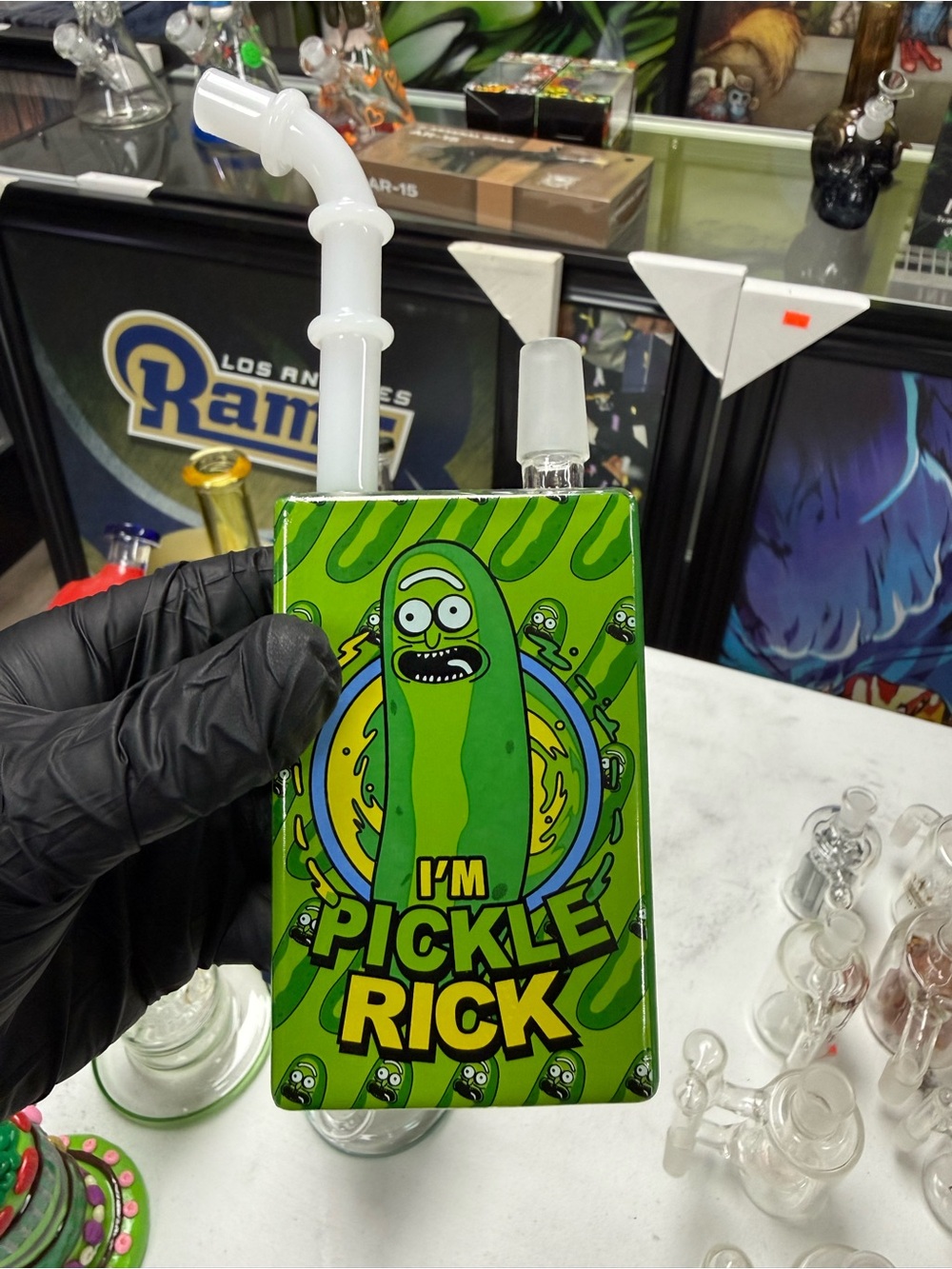 Pickle Rick Water Rig - Green Graphic